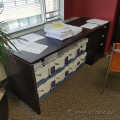 Espresso Straight Desk With 3 Drawer Storage